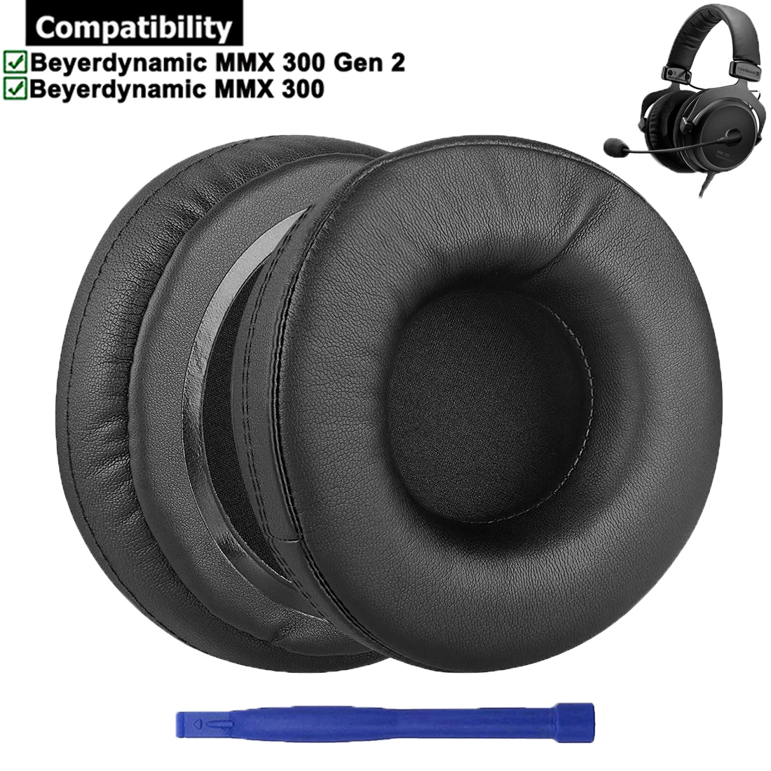 Protein Leather Replacement Earpads Ear Pads Cushions Muffs Repair Parts for Beyerdynamic MMX300 MMX 300 2nd Gen Gaming Headsets