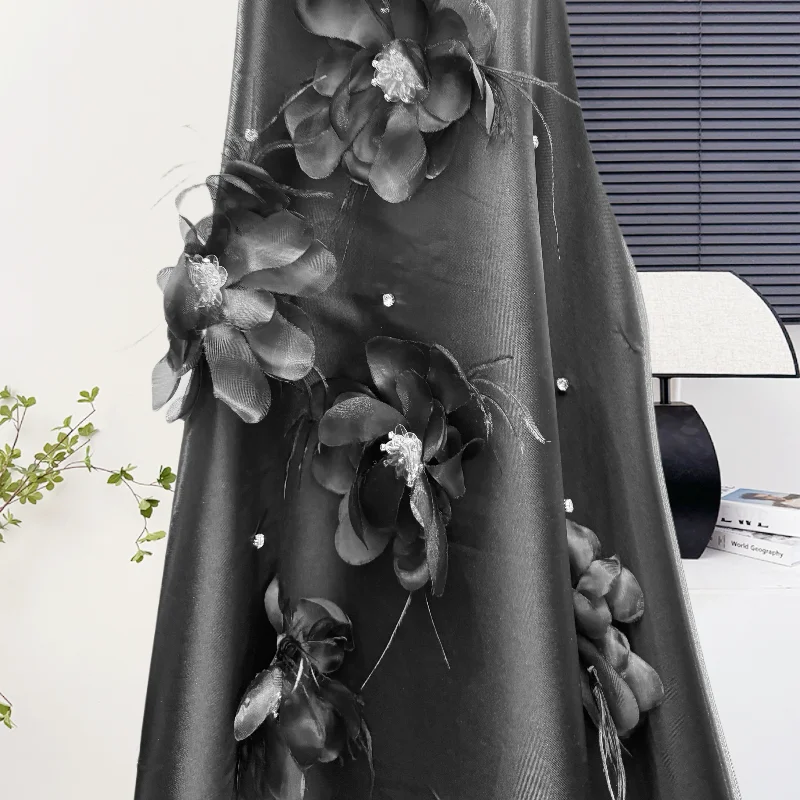 Nouveau, été, européen, vêtements, une ligne Mini, robe, femmes, Chic, Sexy, épissé, fleurs tridimensionnelles, diamants, sans manches, hauts, 55061