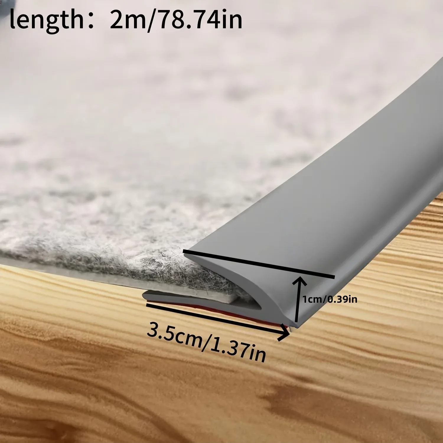 1pc 2m/78.74inSelf-Adhesive Carpet Edge Trim - Easy Cut,Plastic Threshold Strip for Carpet to Tile Floor Transition