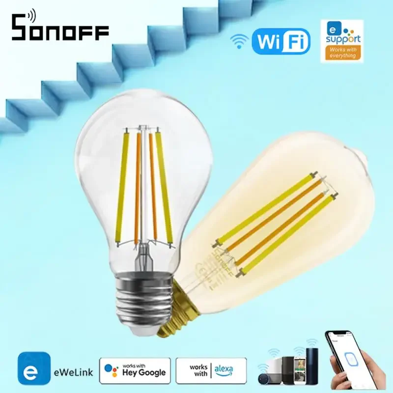 

SONOFF B02-F Wifi Led Bulb Filament Smart Bulbs E26 E27 120V 220V Night Light Dimmable Warm White Lighting For Google Home Alexa