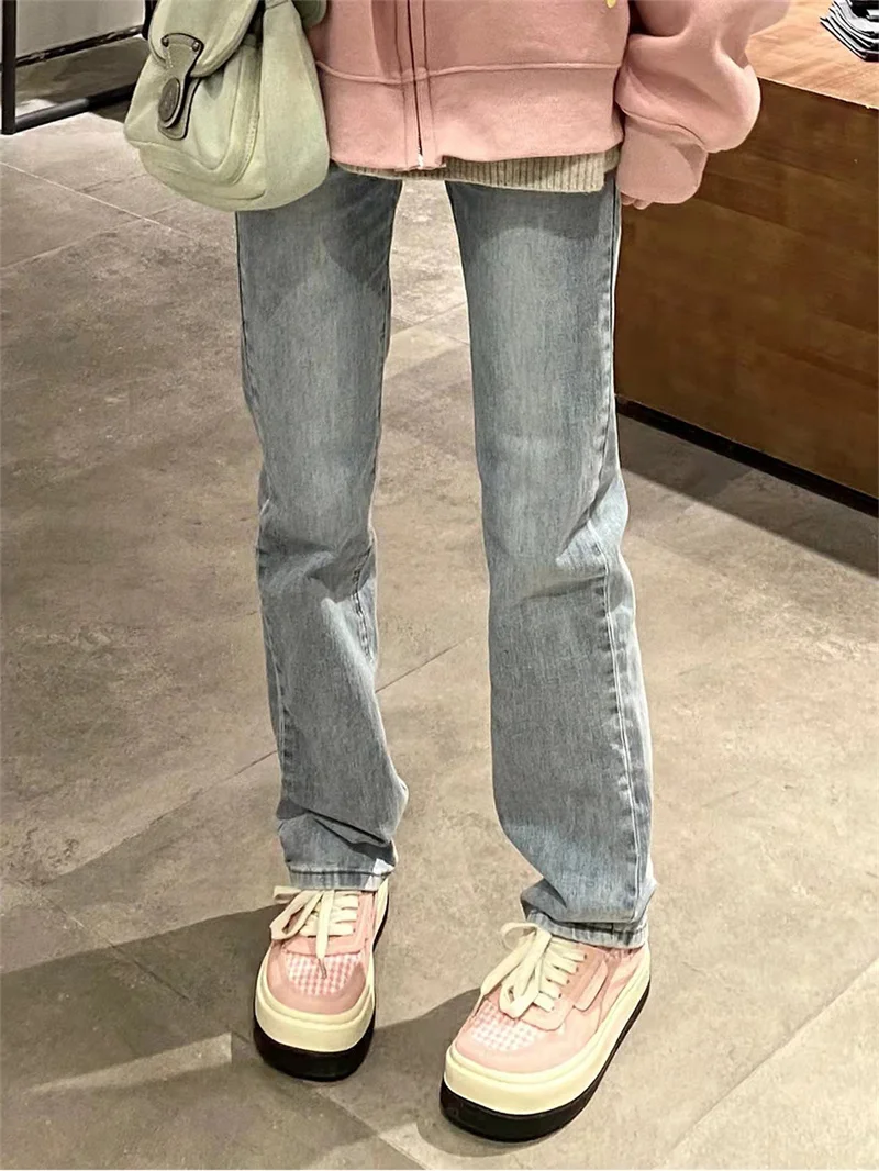 

Легкие прямые джинсы Wa, женские летние тонкие брюки большого размера, модные утягивающие широкие брюки для похудения