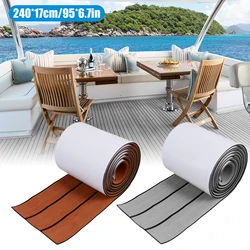 Boat Flooring Sheet 2.4m Self-Adhesive EVA Foam Boat Flooring Non-Slip Carpet for RV Yacht Kayak Sea Deck Faux Teak Marine Mat