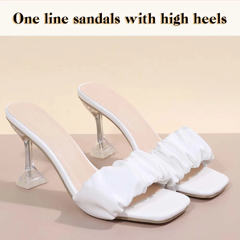 Fashionable Pleated Stilettos Heel Sandals Comfortable Breathable Shoes For Beach Party