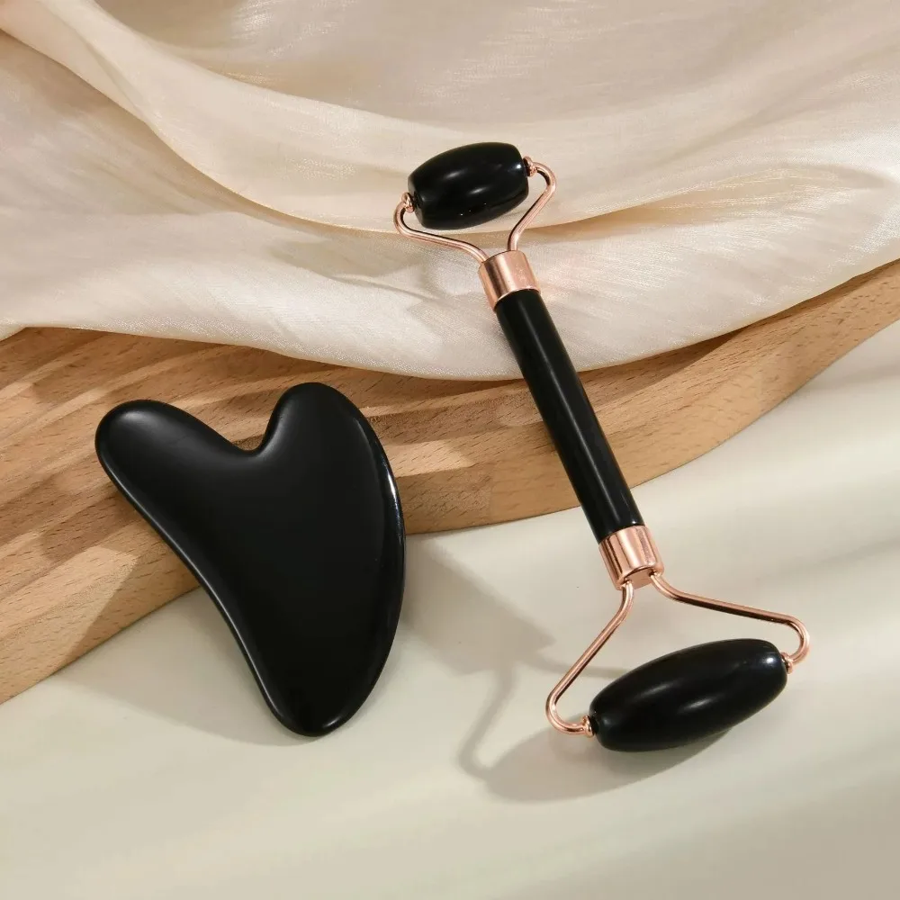 

2Pcs Resin Face Massage Roller Guasha Board Set Facial Massager Beauty Scraping Face Roller Lifting Neck Body Skin Care Tools