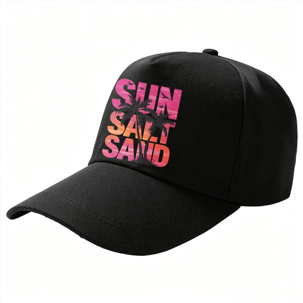Sun Salt Sand Palm Tree Baseball Cap Men Women Beach Vacation Sunset Adjustable Casual Trucker Dad Hat