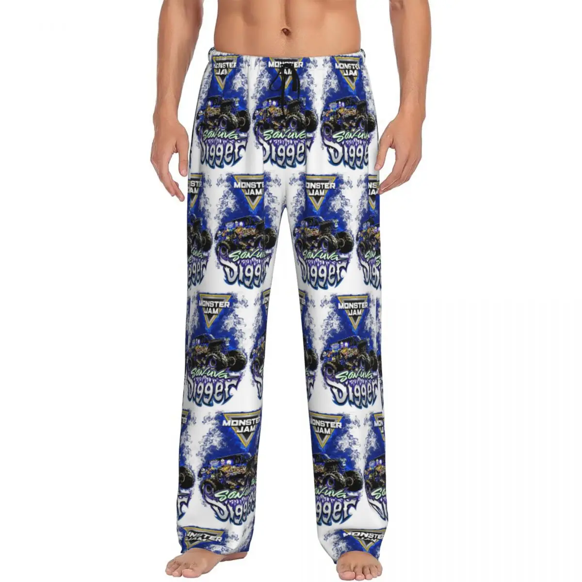 

Мужские пижамные брюки Custom Classic Monster Jam Truck Pattern с карманами для сна и отдыха