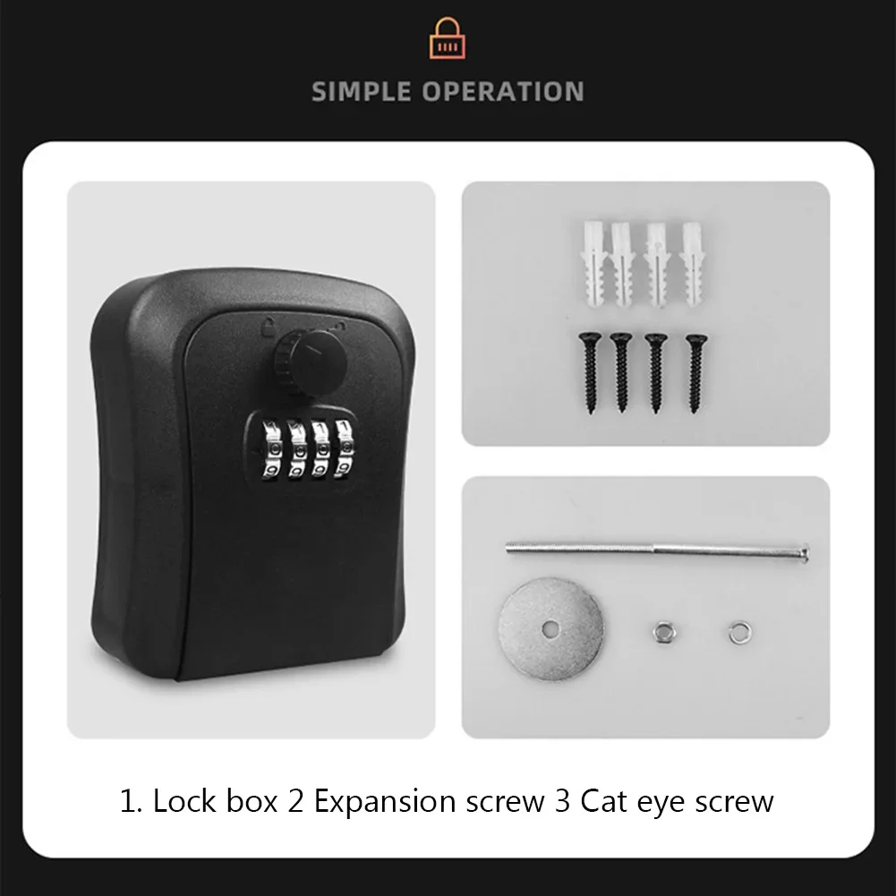 Wall-Mounted Key Storage Box, Resettable Code, Safe Security Lock Box, impermeável para casa, escritório, apartamento, Spare Key Storage