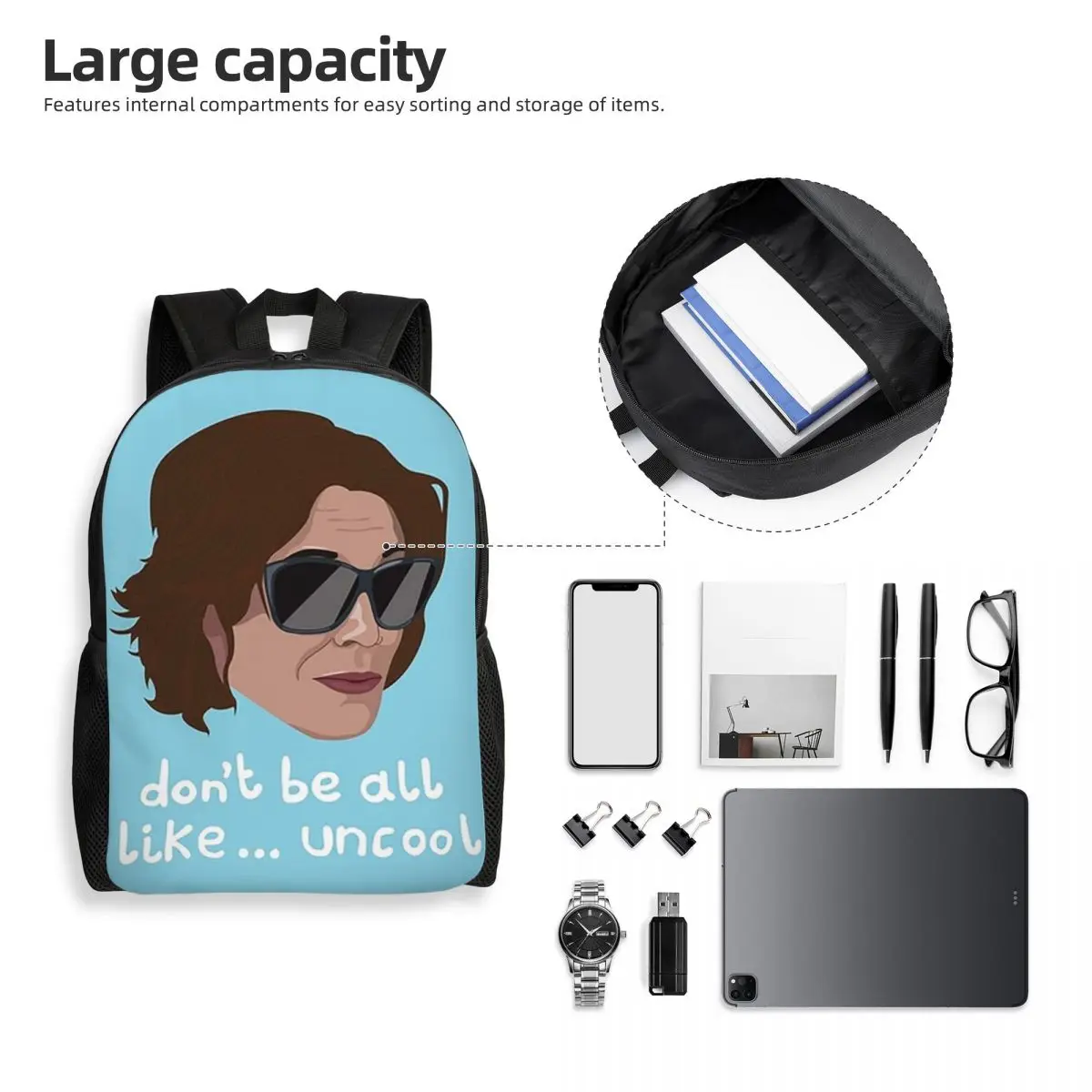 Luann - Real Housewives Rhony Don't Be All Like Uncool Mochila para estudiantes Mochila escolar Mochila de viaje para senderismo Mochila Bolsos de hombro