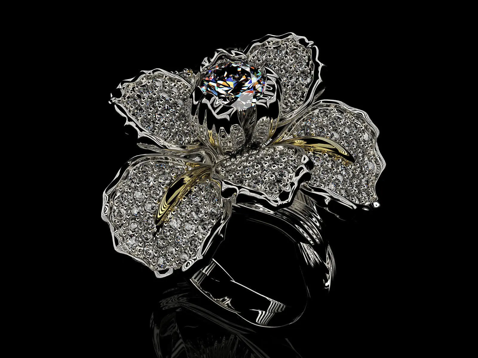 S925 Sterling Silber Zweifarbiger Ring mit Mikro-Pavé-Diamanten und Blauer Topas-Blume, Perfekt für den Alltag und Dates – Detail 5