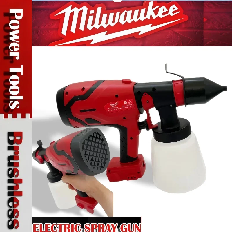 

Milwaukee Paint Spray Gun Tank 800ML & 600W 39000 RPM Brushless Motor Auto Furniture Wall Car Sprayer