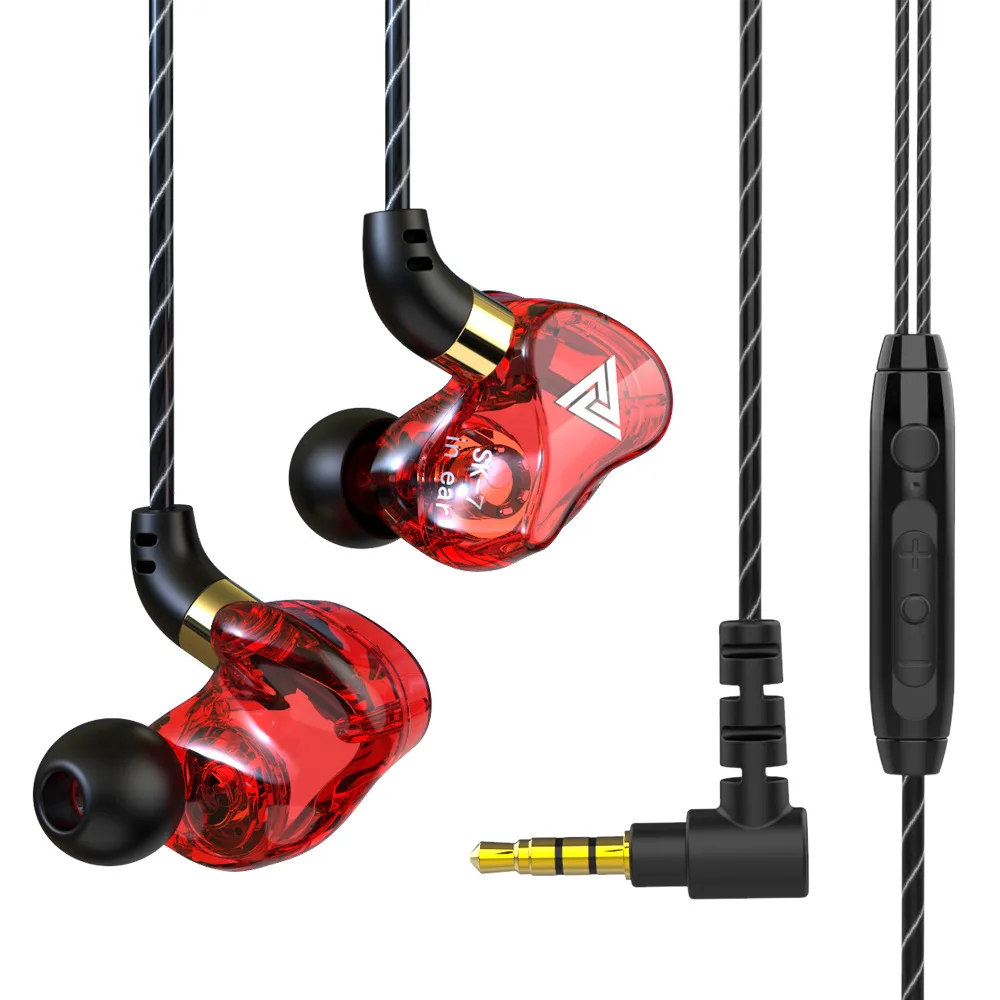 QKZ SK7 النحاس سائق السلكية سماعات ستيريو HiFi سماعة الرياضة تشغيل الموسيقى سماعة ألعاب سوبر باس سماعات fone de ouvido