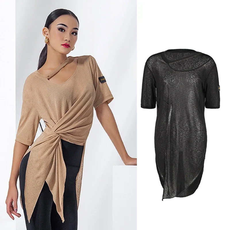 Latin Dans Kostuums Voor Vrouwen Onregelmatige Ronde Hals Losse Tops Nationale Standaard Praktijk Kleding Latin Prestatie Kleding