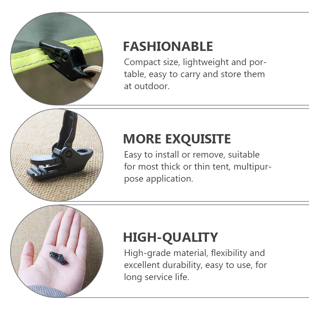 

20Pcs High-Grade Tent Clips Compact Lightweight Portable Durable Outdoor Camping Hiking Tarp Fastener Tent Plastic Clip