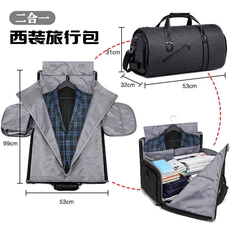 Multifunction Men Suit Storage Travel Bag Large Capacity Luggage Handbag Male Waterproof Travel Duffel Bag Shoes Pocket