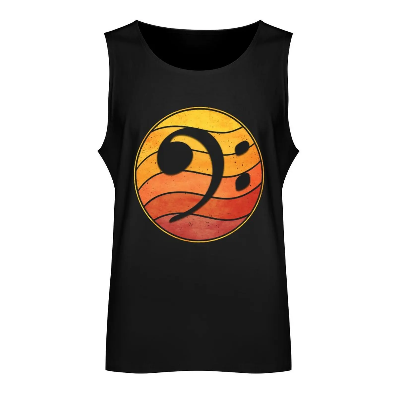 Vintage Bass Clef Tank Top gym clothes for man Sleeveless men T-shirts men Vest