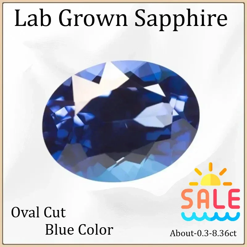 Lab Grown Sapphire Oval Cut Blue Color Gems