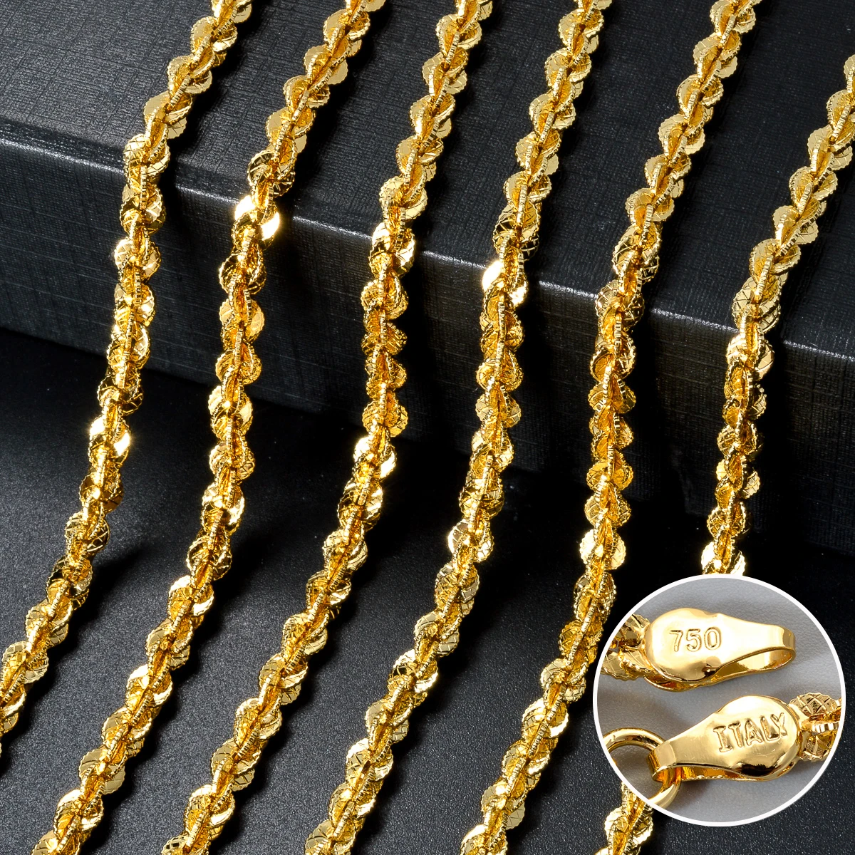 ZEA Dear Fashion Width 4mm Italian 750 Luxury 18k Gold Plated Dubai Chain Metal Necklace Simple Jewelry Birthday Gift