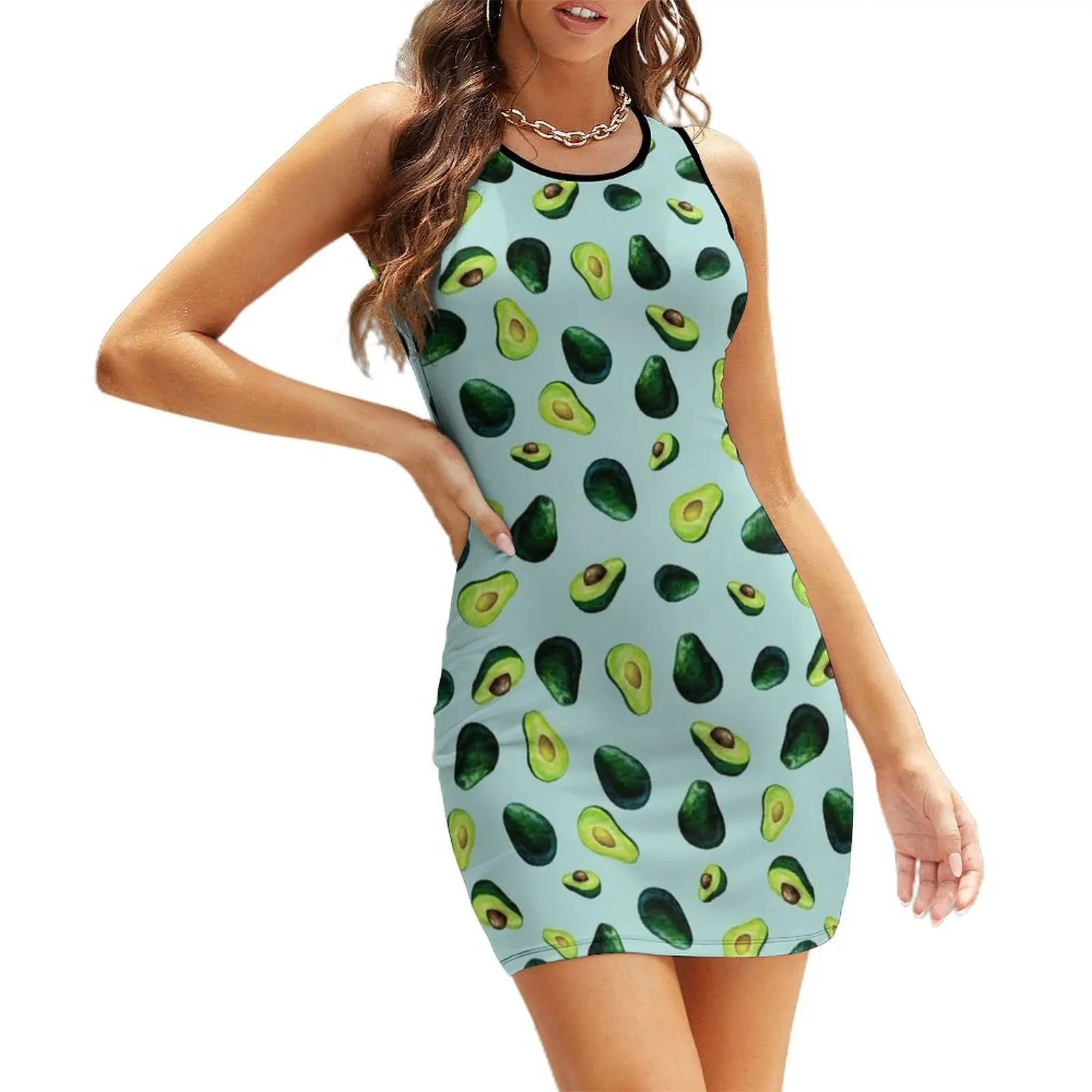 

Avocado Pattern Sleeveless Sundress ladies dresses for women 2025 dress for woman Dress woman party dresses woman