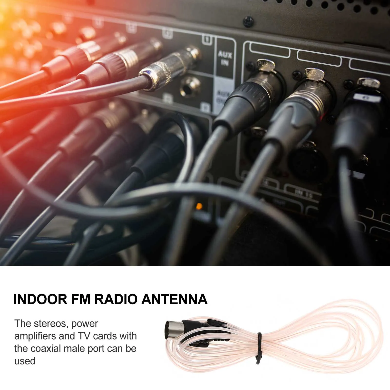 

2Pcs Fm Radio Antenna Coaxial Wire Indoor Replacement for Stereo Receiver Power Amplifier Card Strong Signal Reception Pure