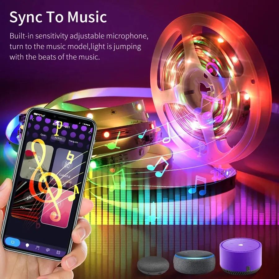 24V LED Strip Light Tape 5050 Tuya Wifi WS2811 RGB IC Led Tape Music Sync Room Decor Smart Life funziona con Alexa Google Home