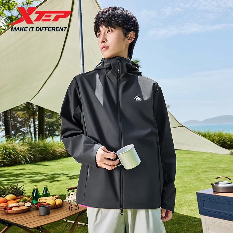 

Куртка Xtep для мужчин и женщин, прочное водонепроницаемое уличное винтажное пальто с воротником-стойкой и капюшоном, 8753273C0069