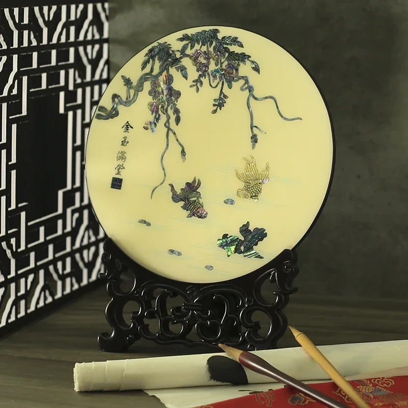 Yangzhou Intangible Cultural Heritage Lacquer Wooden Shell Inlay Ornament Chinese Traditional Culture Gift