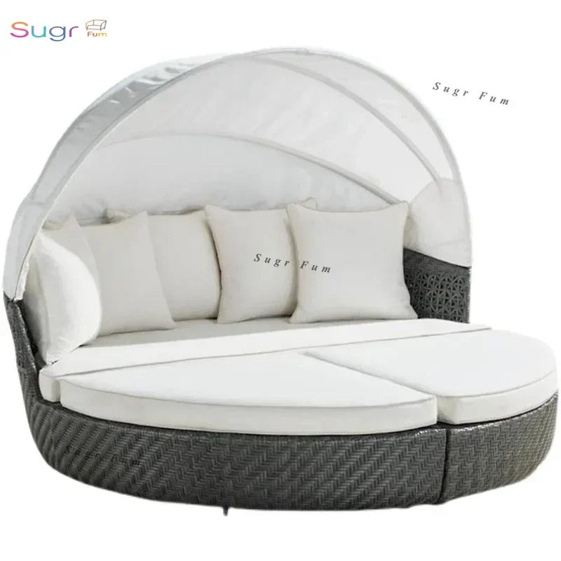 

Outdoor rattan round bed leisure garden courtyard swimming pool beach bed