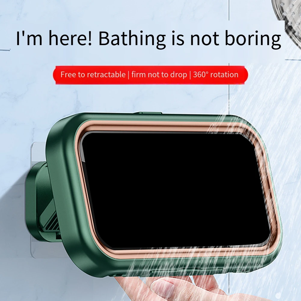 

Adjustable Waterproof Shower Phone Holder With Telescoping Wall Mount Bathroom Waterproof Phone Case, No Punching And Anti Fog