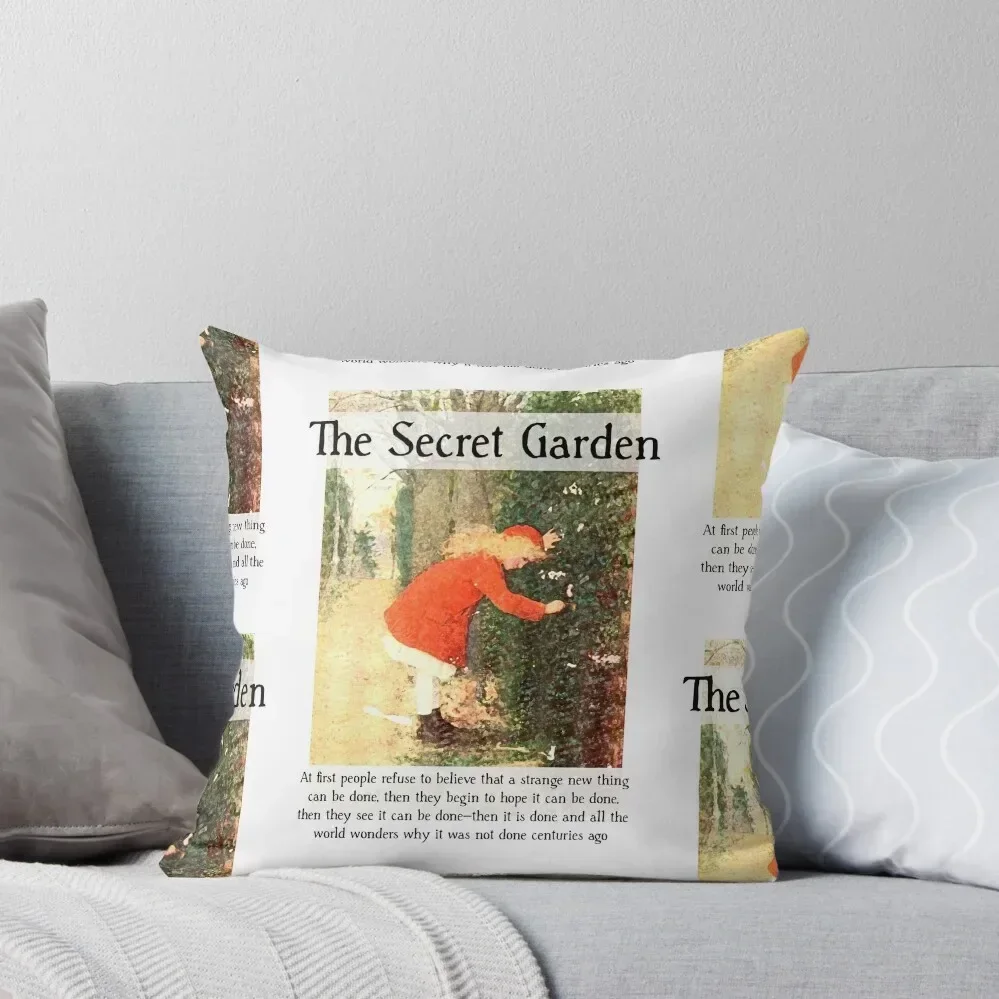 The Secret Garden, Frances Hodgson Burnett Artwork Quote Throw Pillow Cushions For Sofa pillow