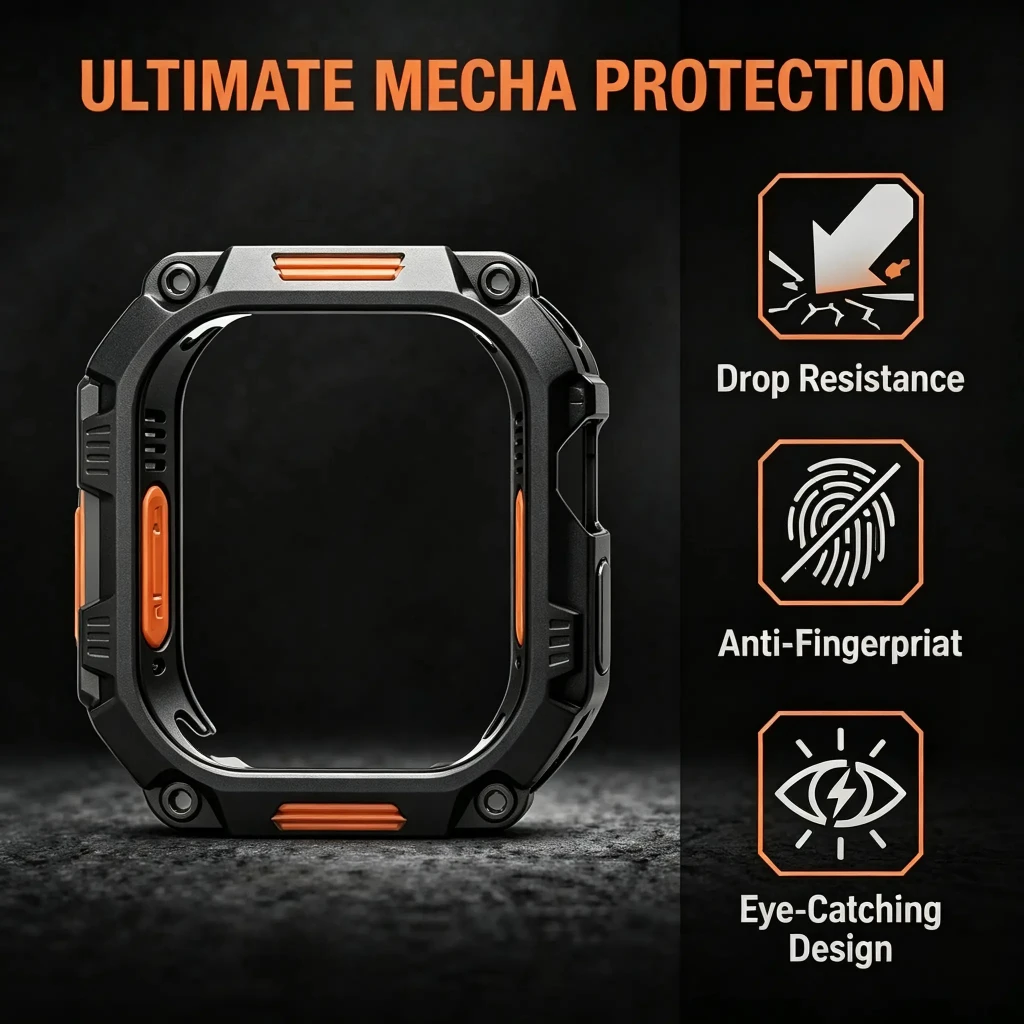 VWAR Metal Armor Case For Apple Watch Ultra 3 2 1 Titanium Color Shockproof Protective Cover For iWatch Ultra 49mm