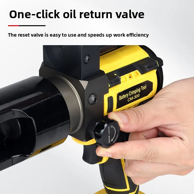 Alicate hidráulico portátil para bateria de lítio, alicate pequeno com motor sem escova CM-300, alicate de crimpagem de orelha de fio de cobre e alumínio