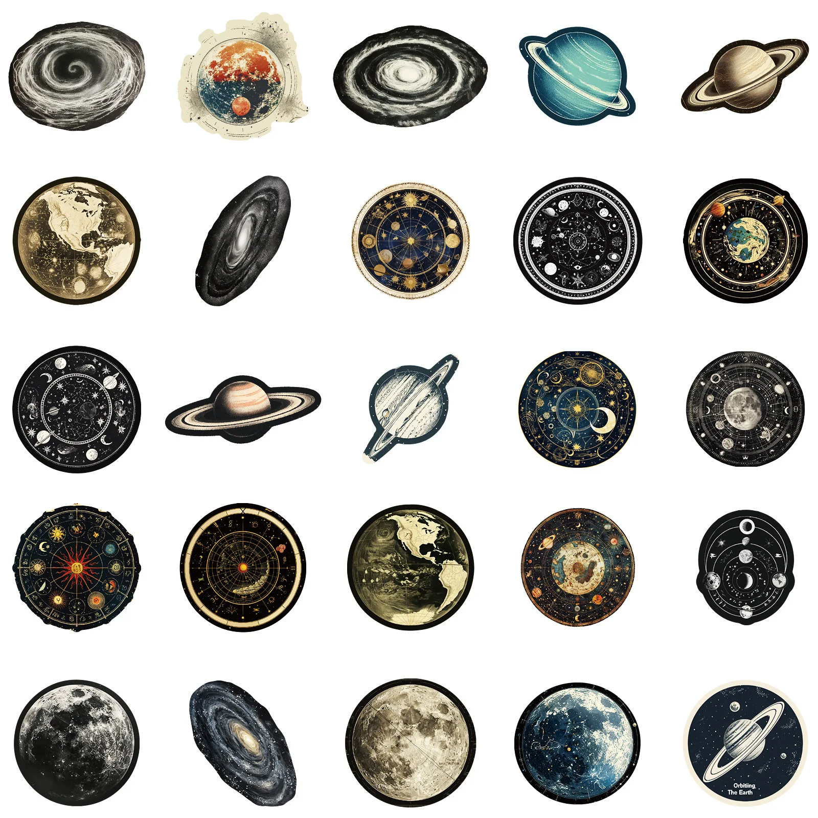 50pcs Space Station Universe Starry Sky Cartoon Graffiti Stickers DIY Phone Laptop Notebook Suitcase Waterproof Sticker