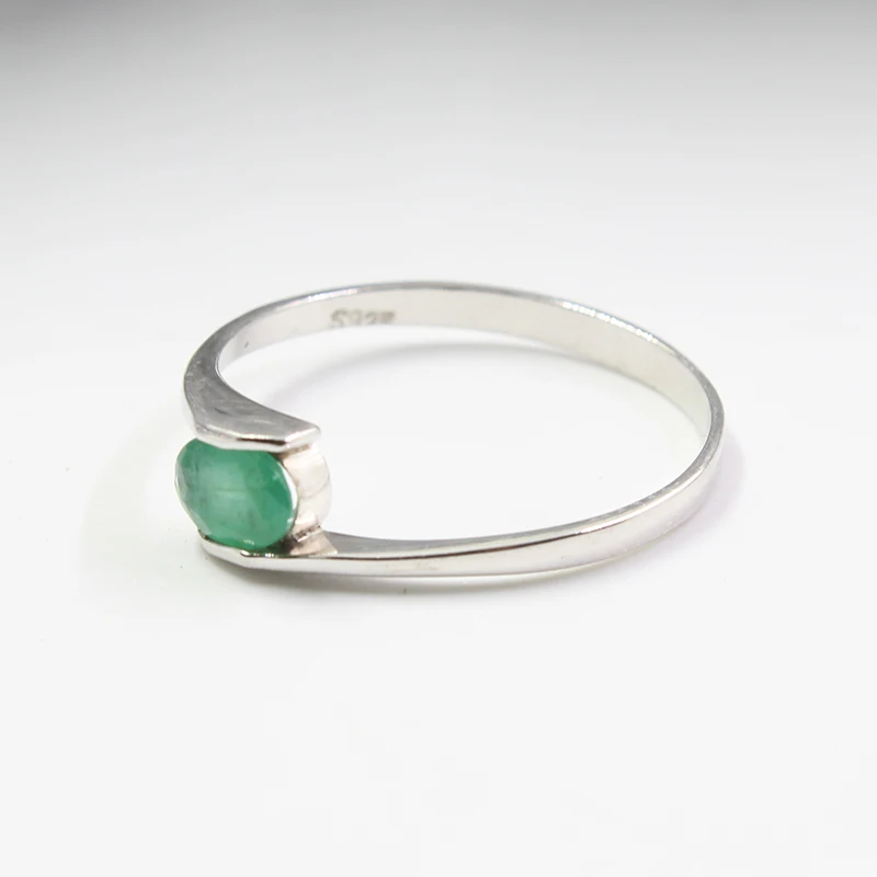 Hotsale 925 Silver Emerald Ring for Engagement 4mm * 6mm Natural Emerald Silver Ring Real 925 Silver Emerald Jewelry