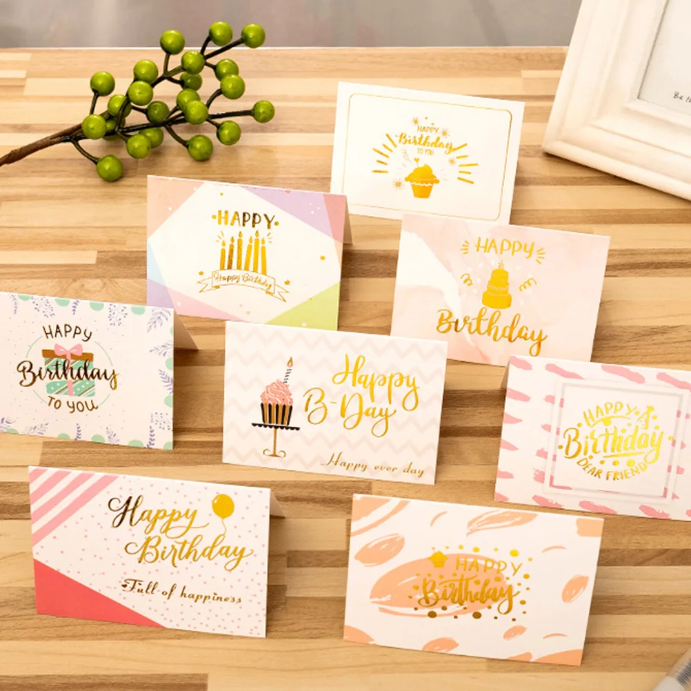 80 pçs cartões de aniversário dobrável cartão livre substâncias nocivas papel colorido impressão fino acabamento novo estilo escrita