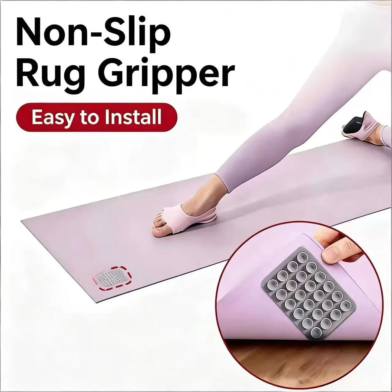Indoor Floor Mat with Anti-Slip Suction Cup Holder Yoga Carpet for Living Room Kitchen Bathroom Non-Slip Climbing Mat with Fixed