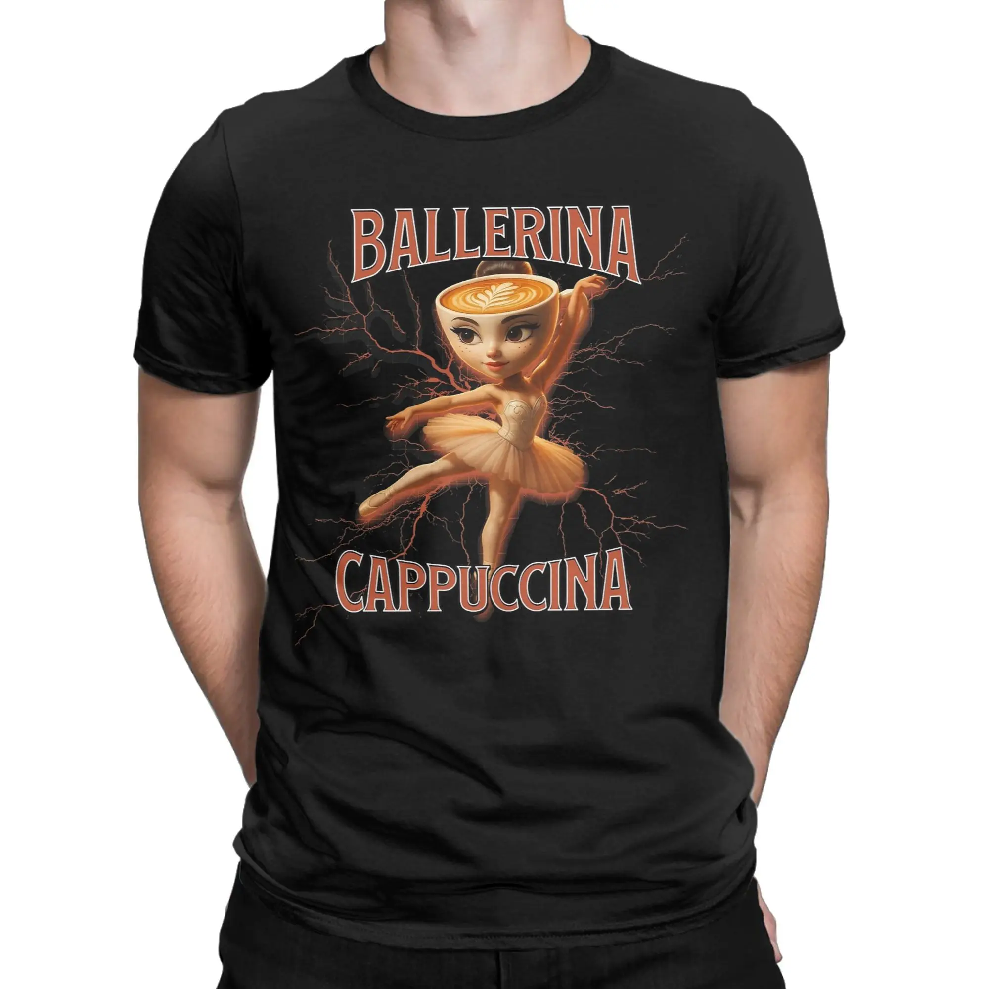 Ballerina Cappuccina Italian Brainrot Meme Men T Shirts  Casual Tees Short Sleeve O Neck T-Shirt Cotton 4XL 5XL 6XL Clothing