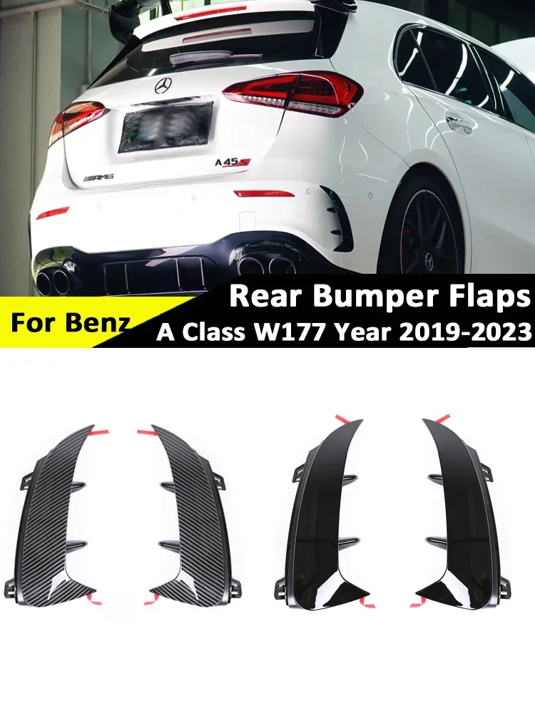 Rear Bumper Canard Flaps Hatchback Sedan A35 A45 A180 A260 A200 A220 For Mercedes Benz A Class W177 2019+ Carbon Fastener Design