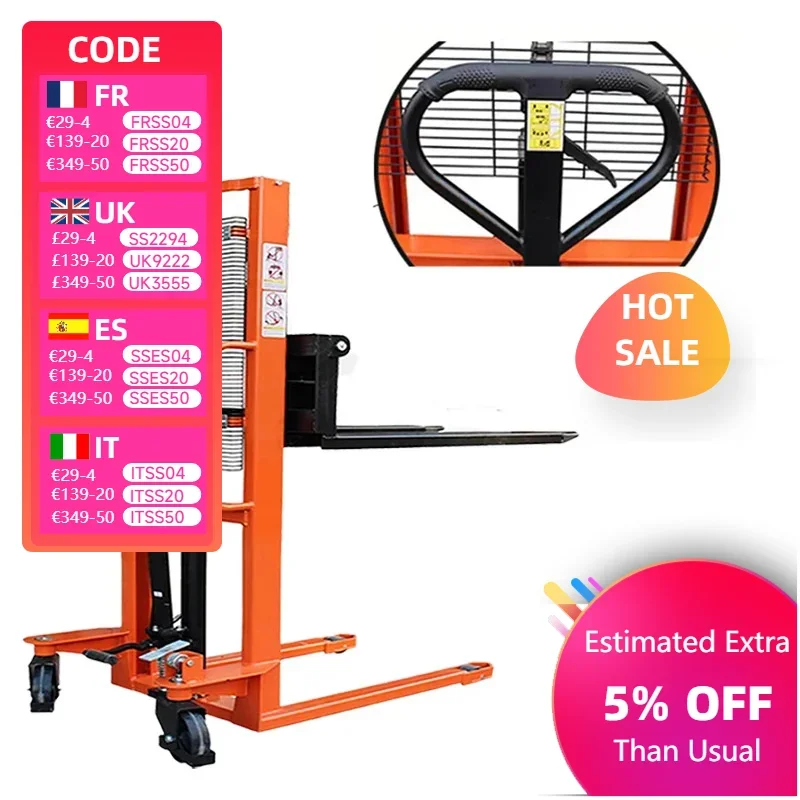 QHC2016 Manual Stacker 2 Ton 1.6M Hand Pallet Manual Stacker Hydraulic Manual Lifting Pallet Forklift Used for Transporting Good