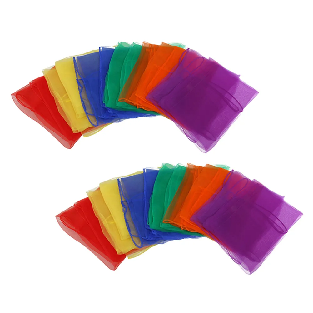 

12Pcs Kids Chiffon Scarves Pure Color Lightweight Breathable Dance Performance Juggling Play Scarves for Children