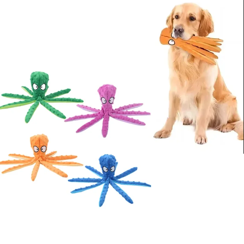 

Pet Plush Toy Dog Squeak Octopus Shell Puzzle Toy Bite Resistant Interactive Pet Dog Teeth Cleaning Chew Toy Pet Supplies