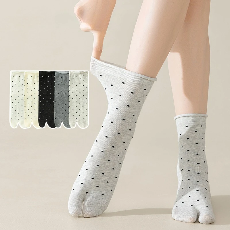 Women's Japanese Cotton Split Toe Tabi Socks Polka Dots Flip Flop Socks Sandal Sock for Women Fashion Soft Comfy Ankle Sock image 2