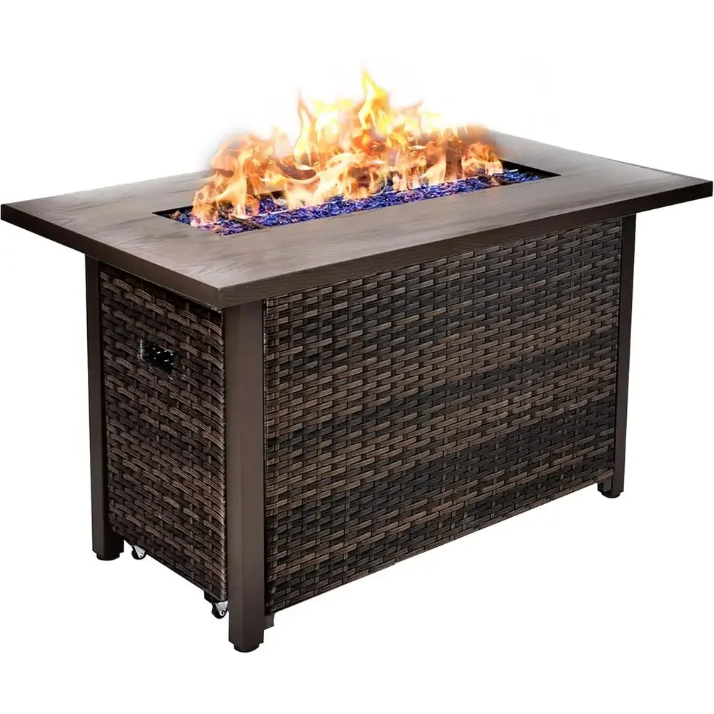 42 Outdoor Propane Fire Pit Table, 50,000 BTU Gas Patio Heater with Removable Lid