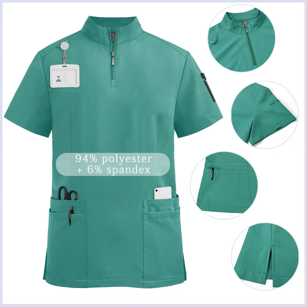 Abbigliamento medico Uniformi da donna Set da infermiera per odontoiatria Abiti da lavoro da laboratorio Top e pantaloni all'ingrosso unisex Tute Set di uniformi infermieristiche