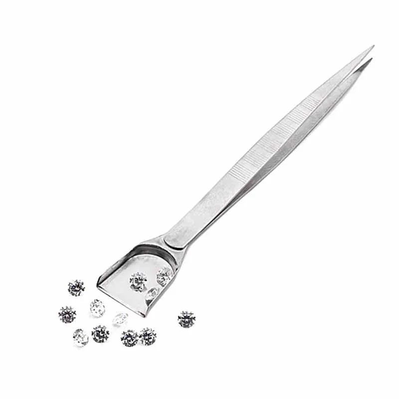 Professional Diamond Tweezers With Scoops Shovels For Gem Beads Jewelry Tool