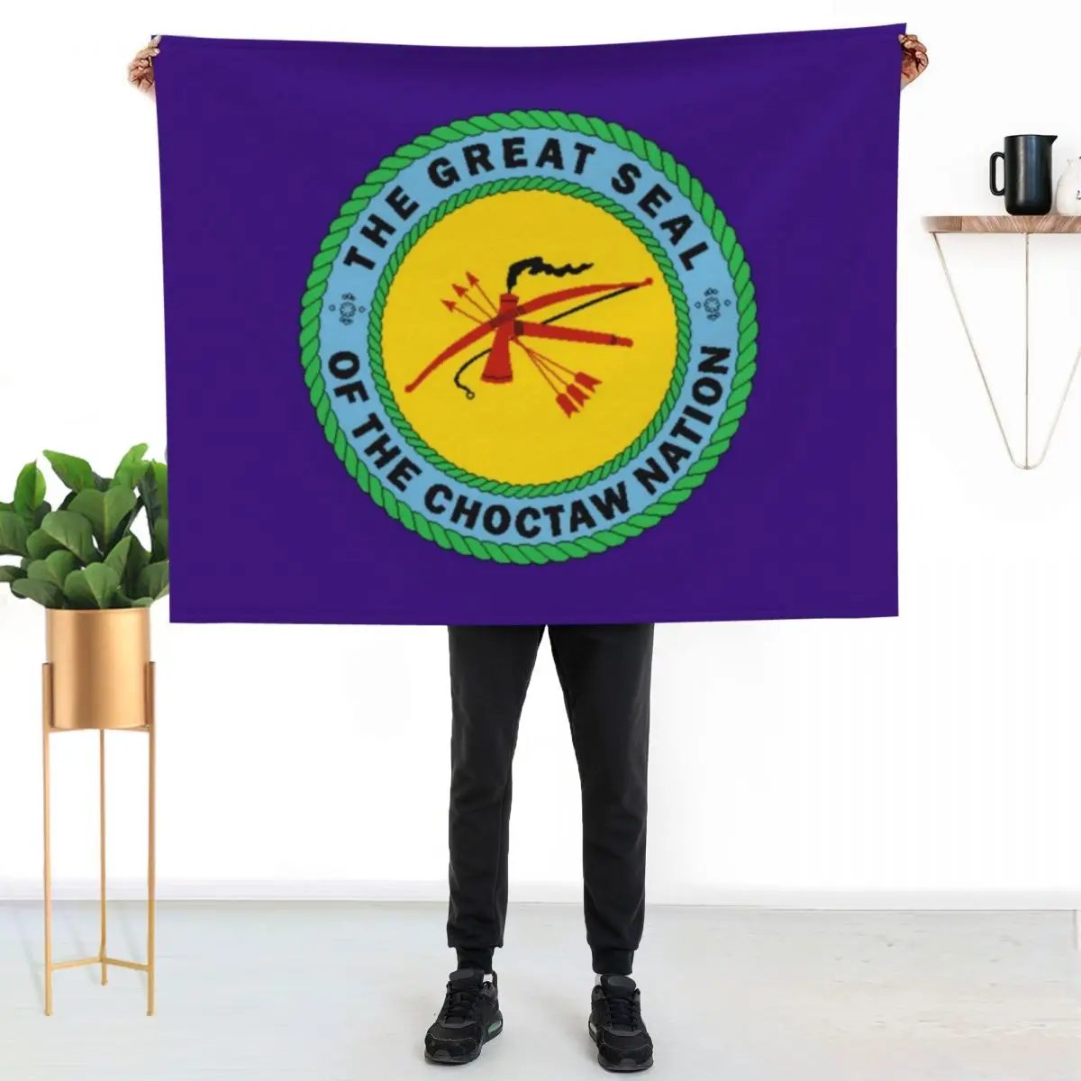 Flag of Choctaw Nation of Oklahoma Indian reservation USA Throw Blanket Flannels decorative Large Sofas Blankets