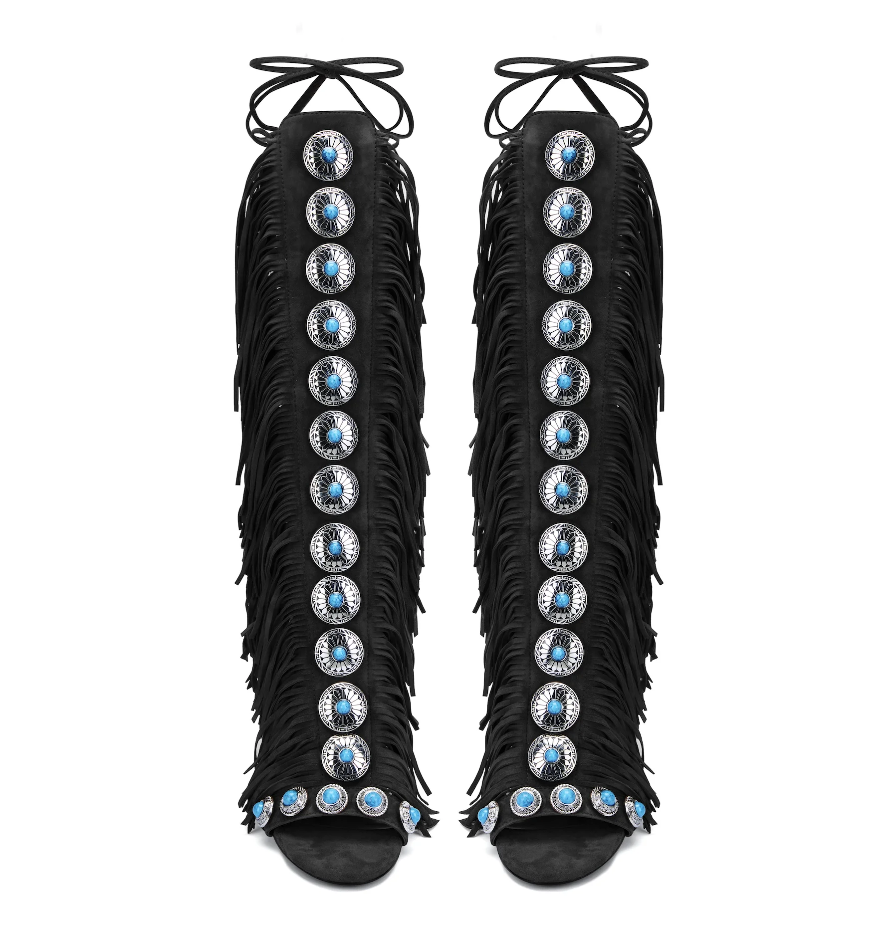 Designer Fringe Thih High Heel Sandals Woman High Heels Open Toe Party Prom Shoes 2024 Sexy Zipper Female Tassel Pumps 44