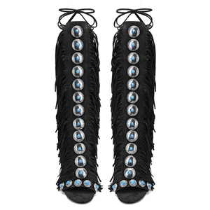 Designer Fringe Thih Sandals High Heels Frau High Heel 10 Hauptverkäufe Sandalia High Heels - №3