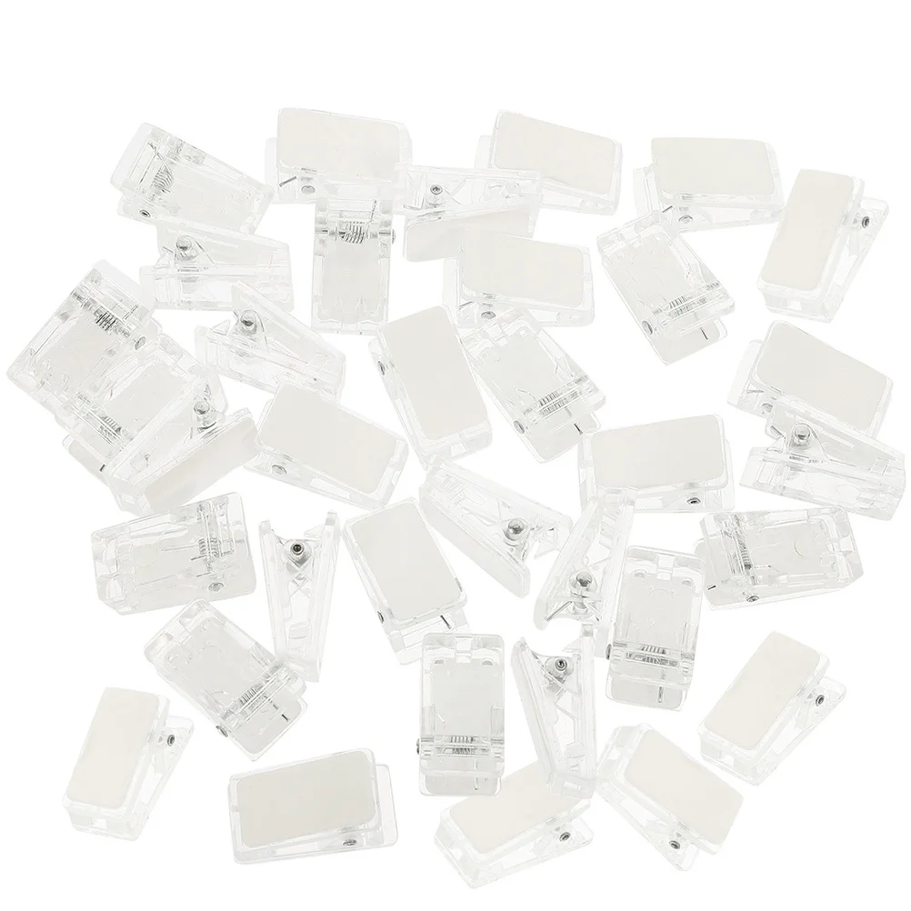 35Pcs Wall Clips for Hanging Small Clear Plastic Spring Clips for Photo Poster Tapestry DIY Craft Adhesive Mounting Office