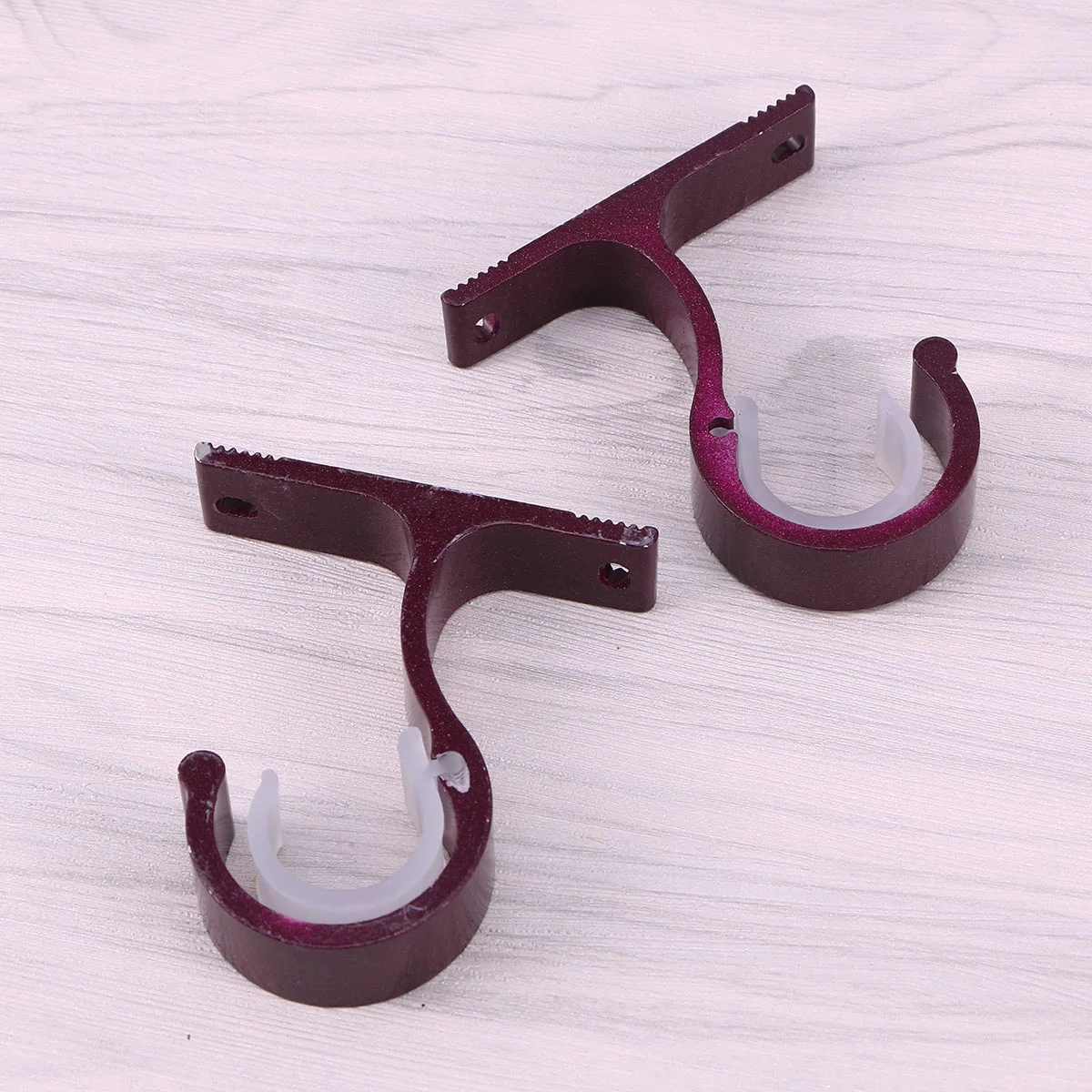 

2pcs Aluminum Alloy Curtain Bracket Heavy Duty Wall Mount For Thick Rods Dark Red Semicircular Opening Metal