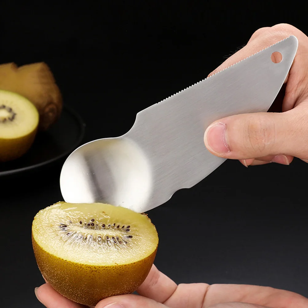 

2 pcs Kiwi Stainless Steel Fruit Peeler Portable Kitchen Tool Scoop for Kiwi Peach Lemon Orange Meat Spoon Hand Tool
